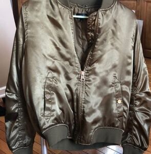 Topshop Green Bomber Jacket Satin Finish